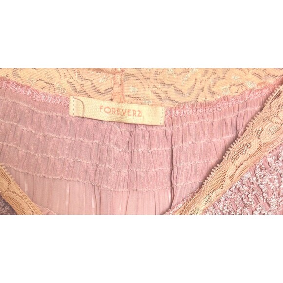 Forever 21 Y2K Fairycore Boho Off Shoulder Pink Lace Trim Top Women M USA - Picture 4 of 6